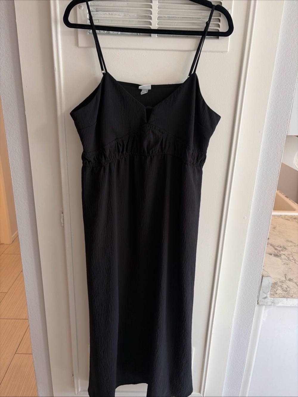 a new day Black Spaghetti-Strap Midi XL Adjustable Solid Little Black Dress